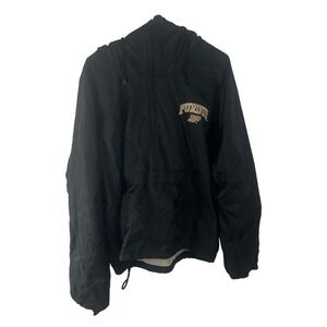 Steve & Barry's Vintage Purdue Hooded Pullover Windbreaker Jacket Men's XL Black